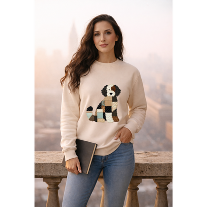 Patchwork Bernedoodle Sweatshirt | Cozy Woodland Animal Crewneck – Ember Heights