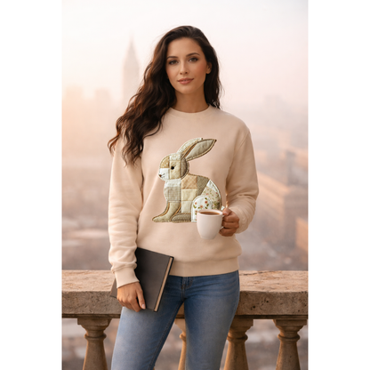 Patchwork Bunny Sweatshirt | Cozy Woodland Animal Crewneck – Ember Heights