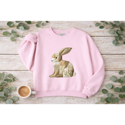 Patchwork Bunny Sweatshirt | Cozy Woodland Animal Crewneck – Ember Heights