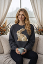 Patchwork Bunny Sweatshirt | Cozy Woodland Animal Crewneck – Ember Heights