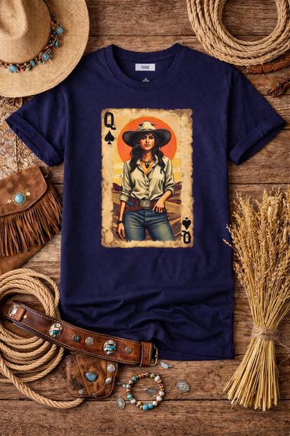Western Queen of Spades Cowgirl Graphic T-Shirt
