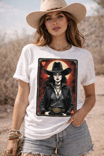 Dark Western Cowgirl Playing Card Tee