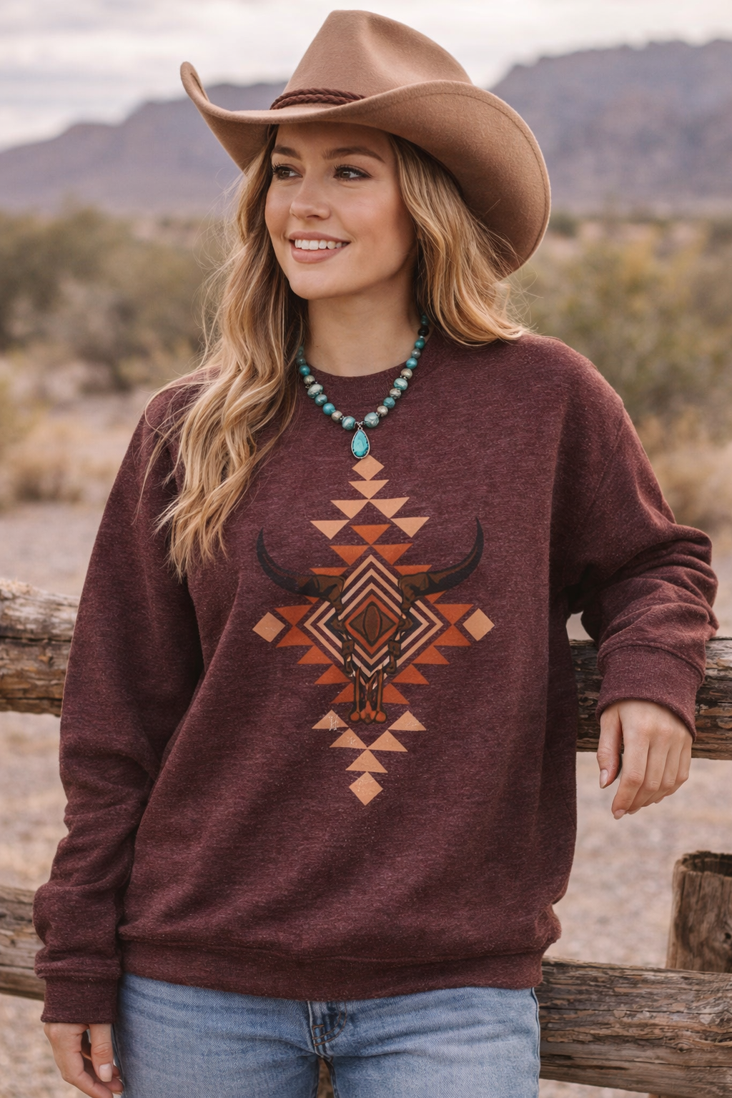 Rustic Western Aztec Crewneck