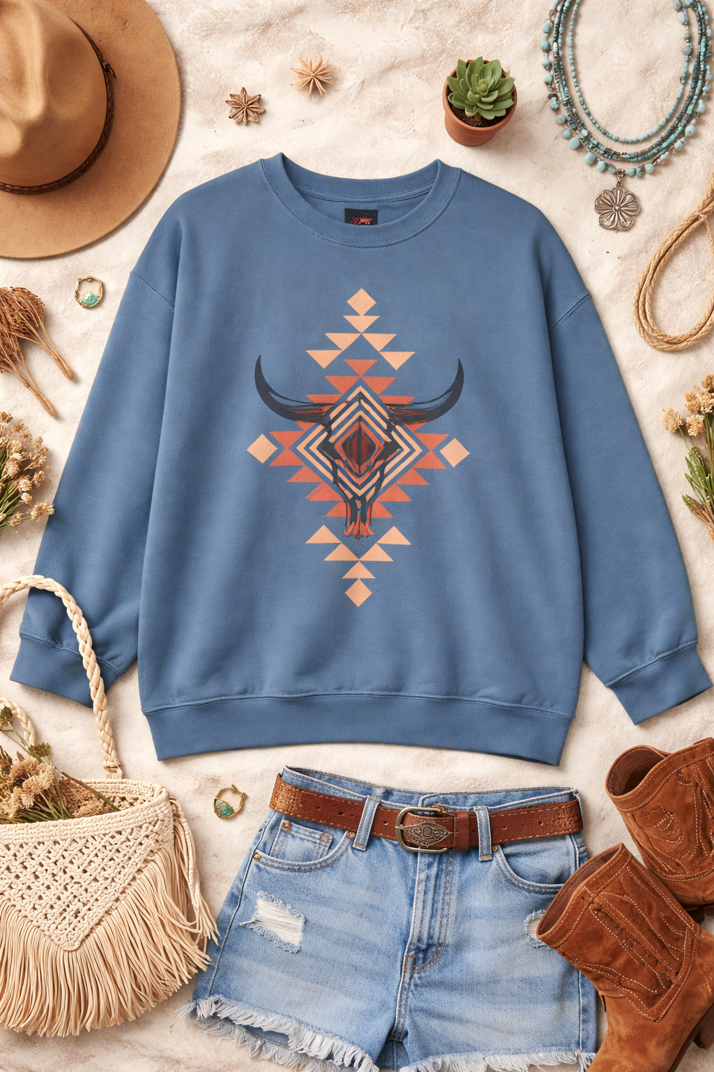 Rustic Western Aztec Crewneck