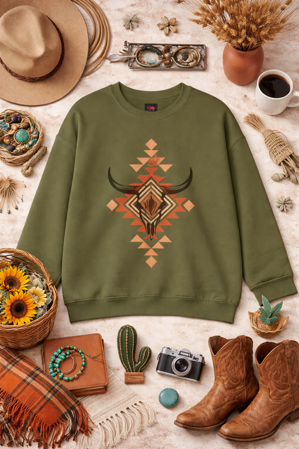 Rustic Western Aztec Crewneck