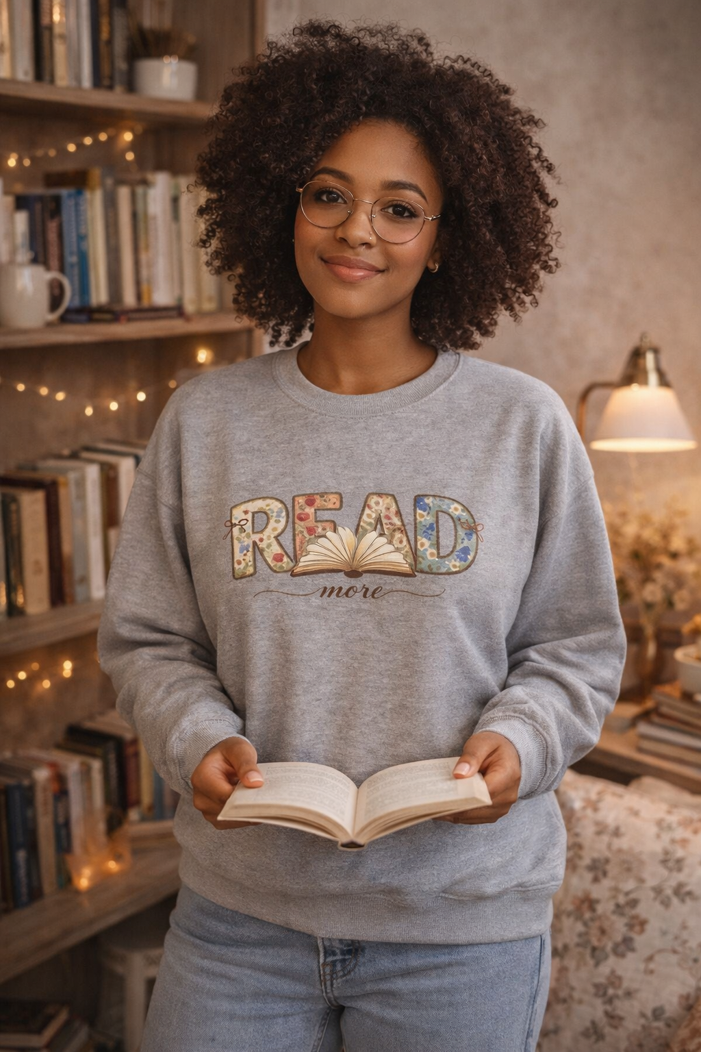 Read More Book Lover Sweatshirt – Cozy Bookish Graphic Crewneck for Readers, Bookworm Aesthetic Fall Pullover