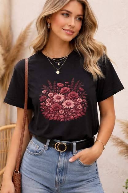 Botanical Wildflower Bouquet Graphic Tee | Vintage Floral Shirt