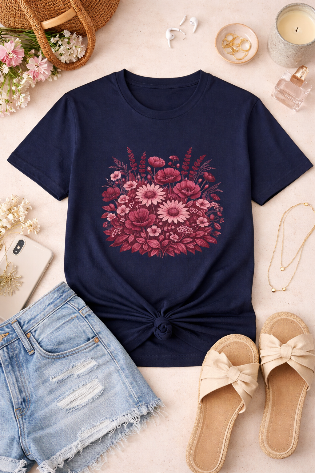 Botanical Wildflower Bouquet Graphic Tee | Vintage Floral Shirt