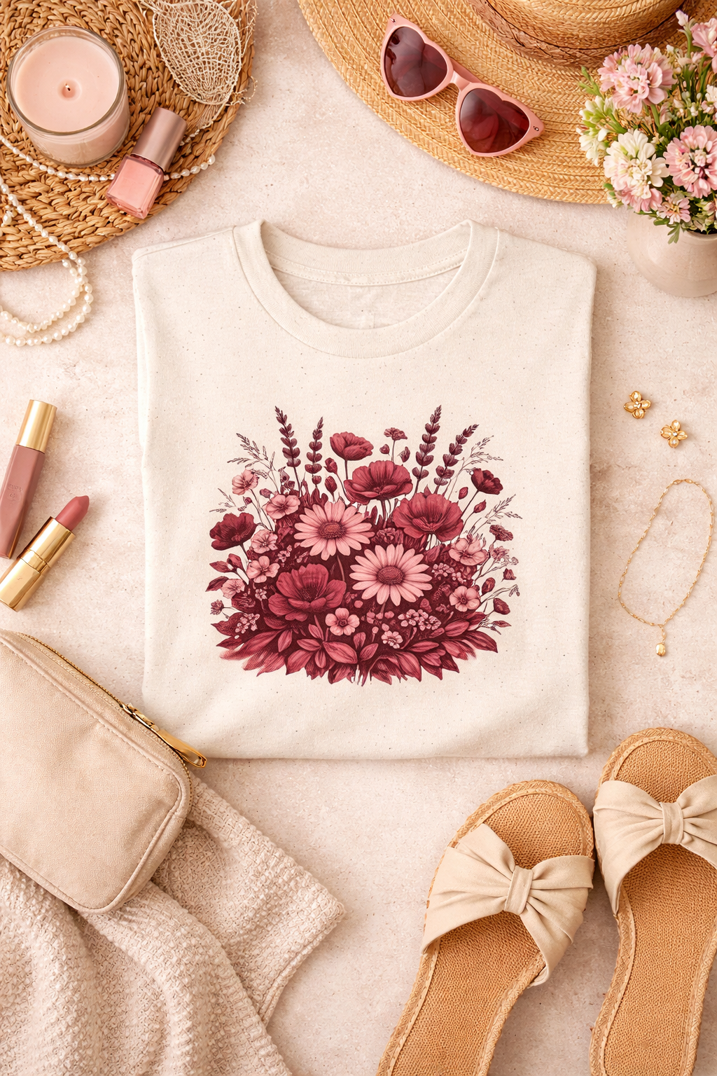 Botanical Wildflower Bouquet Graphic Tee | Vintage Floral Shirt