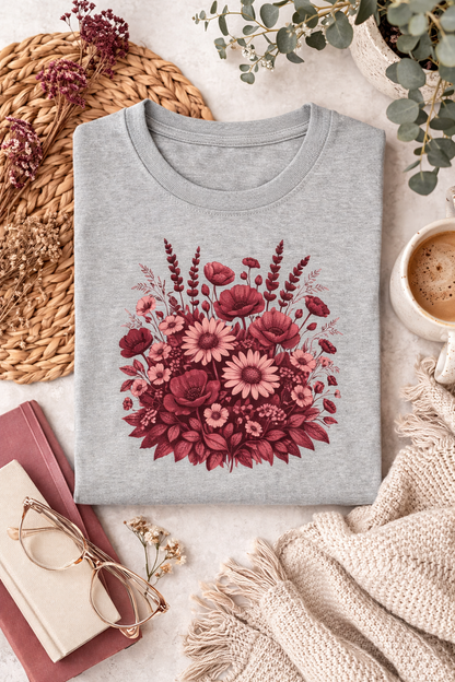 Botanical Wildflower Bouquet Graphic Tee | Vintage Floral Shirt