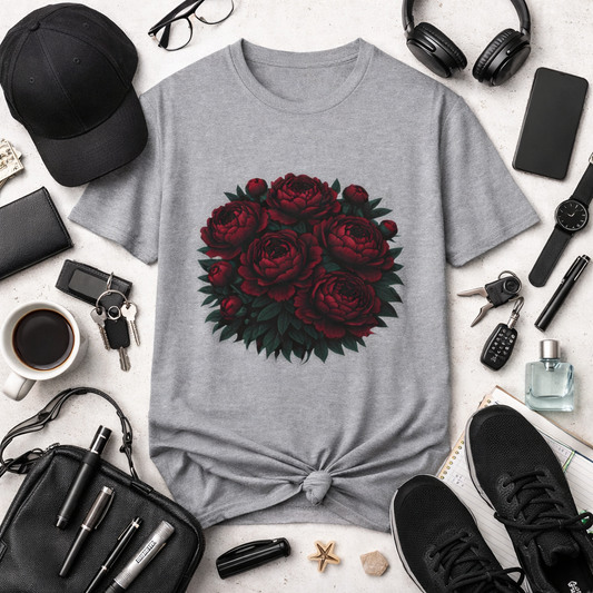 Red Peony Floral Graphic T-Shirt