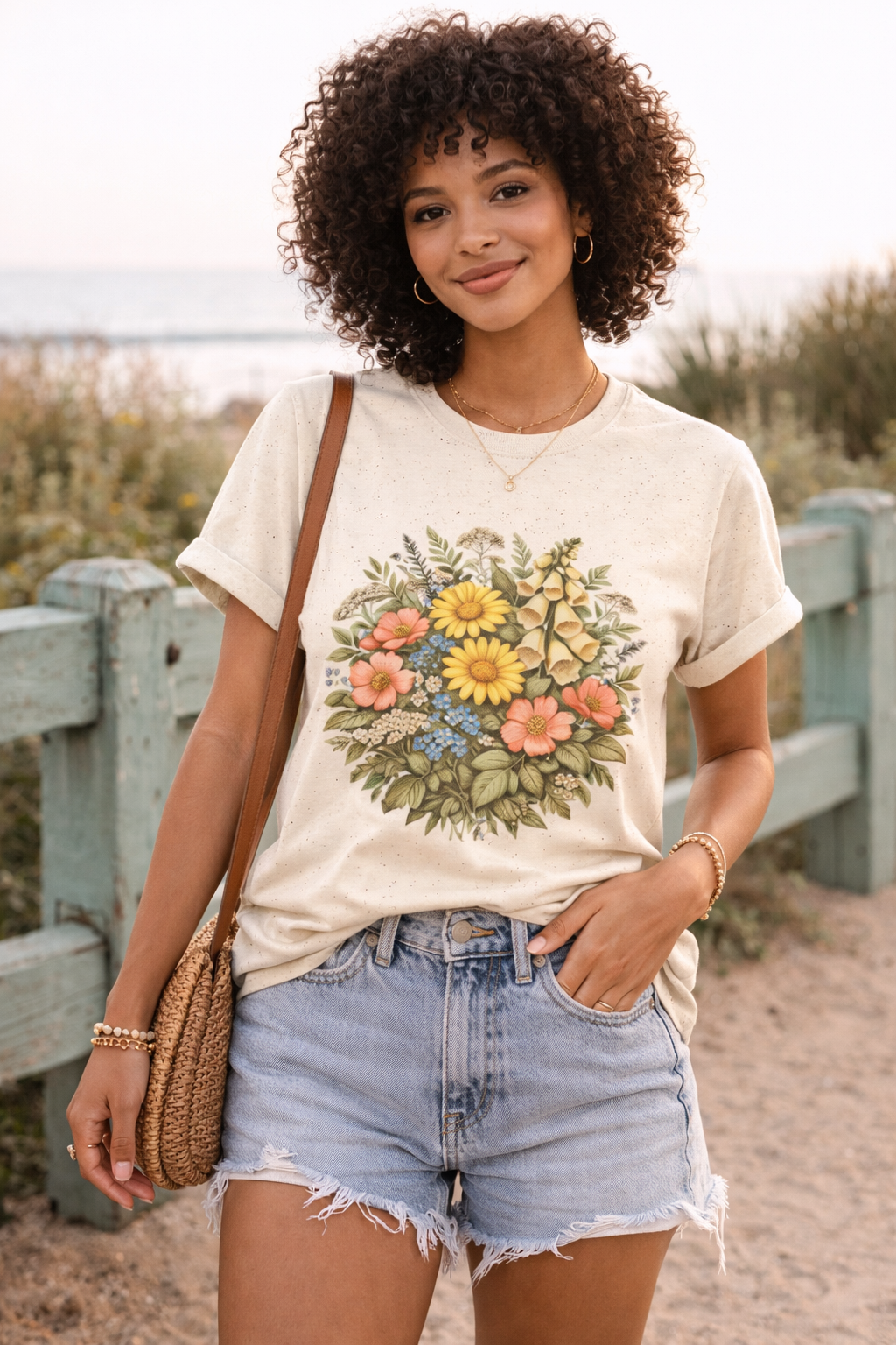 Vintage Wildflower Botanical Graphic T-Shirt