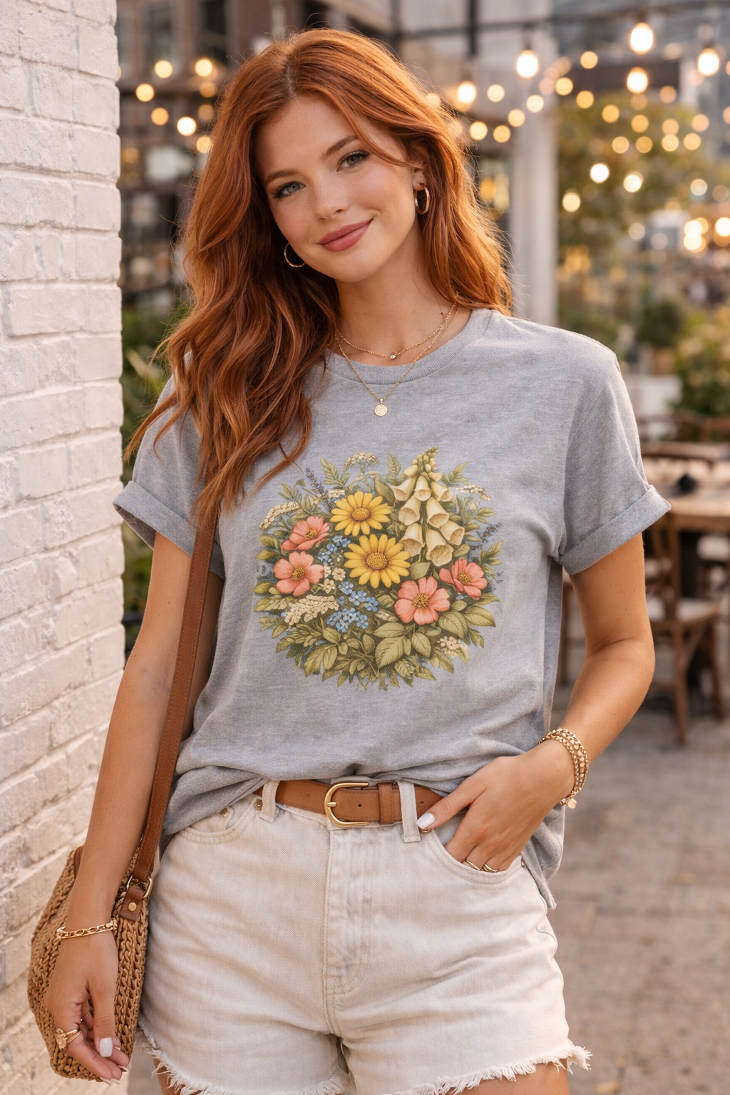Vintage Wildflower Botanical Graphic T-Shirt