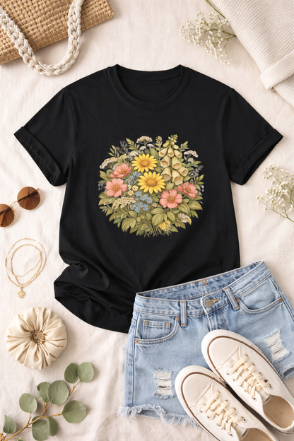 Vintage Wildflower Botanical Graphic T-Shirt