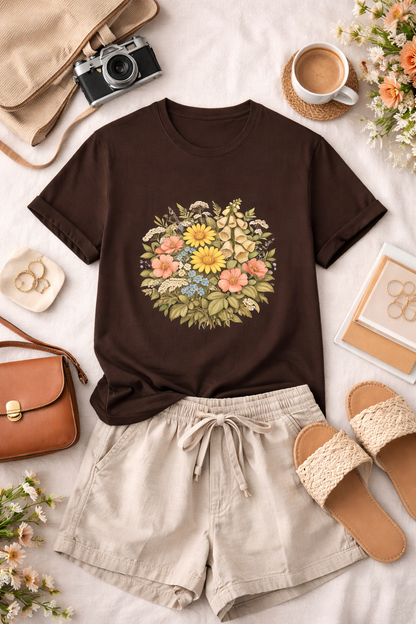 Vintage Wildflower Botanical Graphic T-Shirt