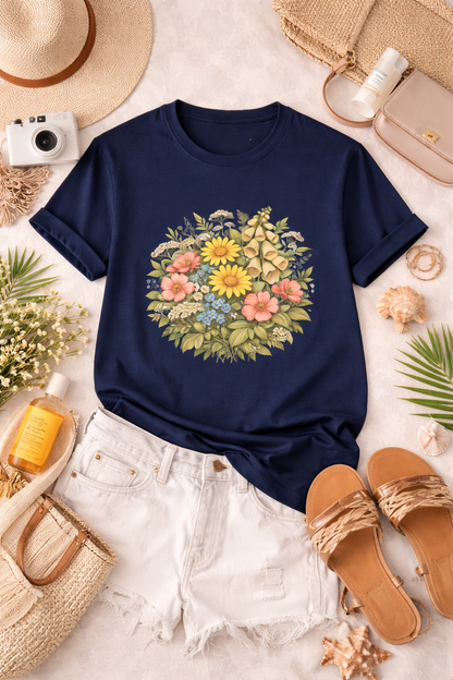 Vintage Wildflower Botanical Graphic T-Shirt