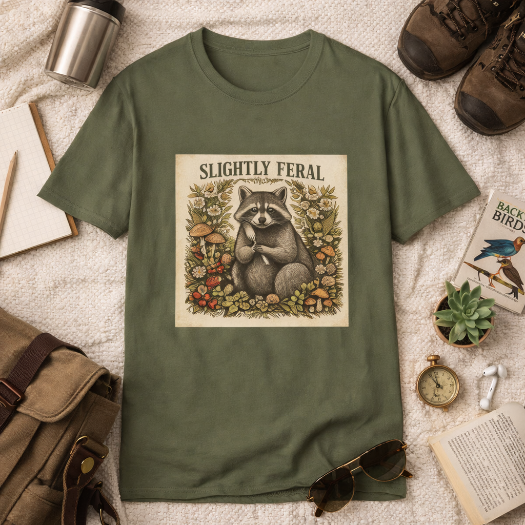 Slightly Feral Raccoon Graphic T-Shirt