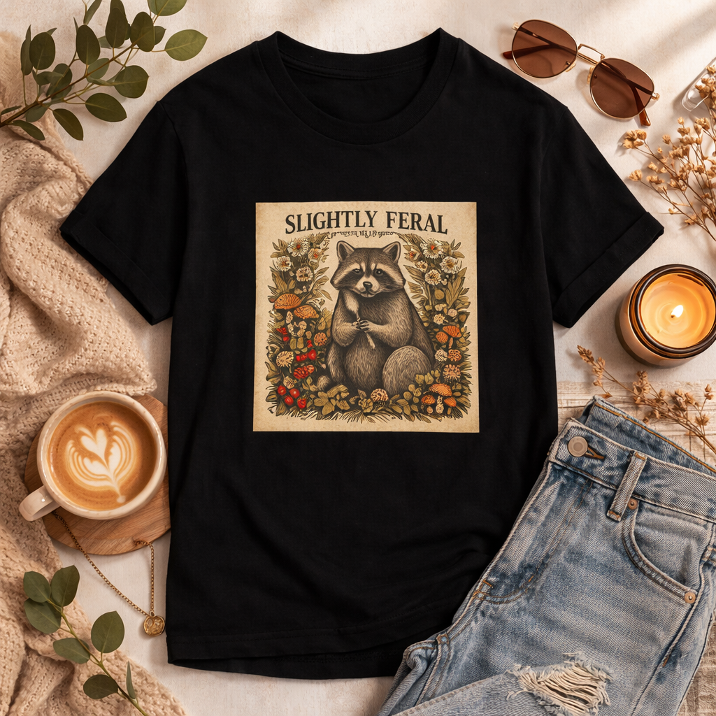 Slightly Feral Raccoon Graphic T-Shirt