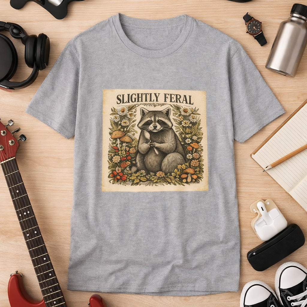 Slightly Feral Raccoon Graphic T-Shirt