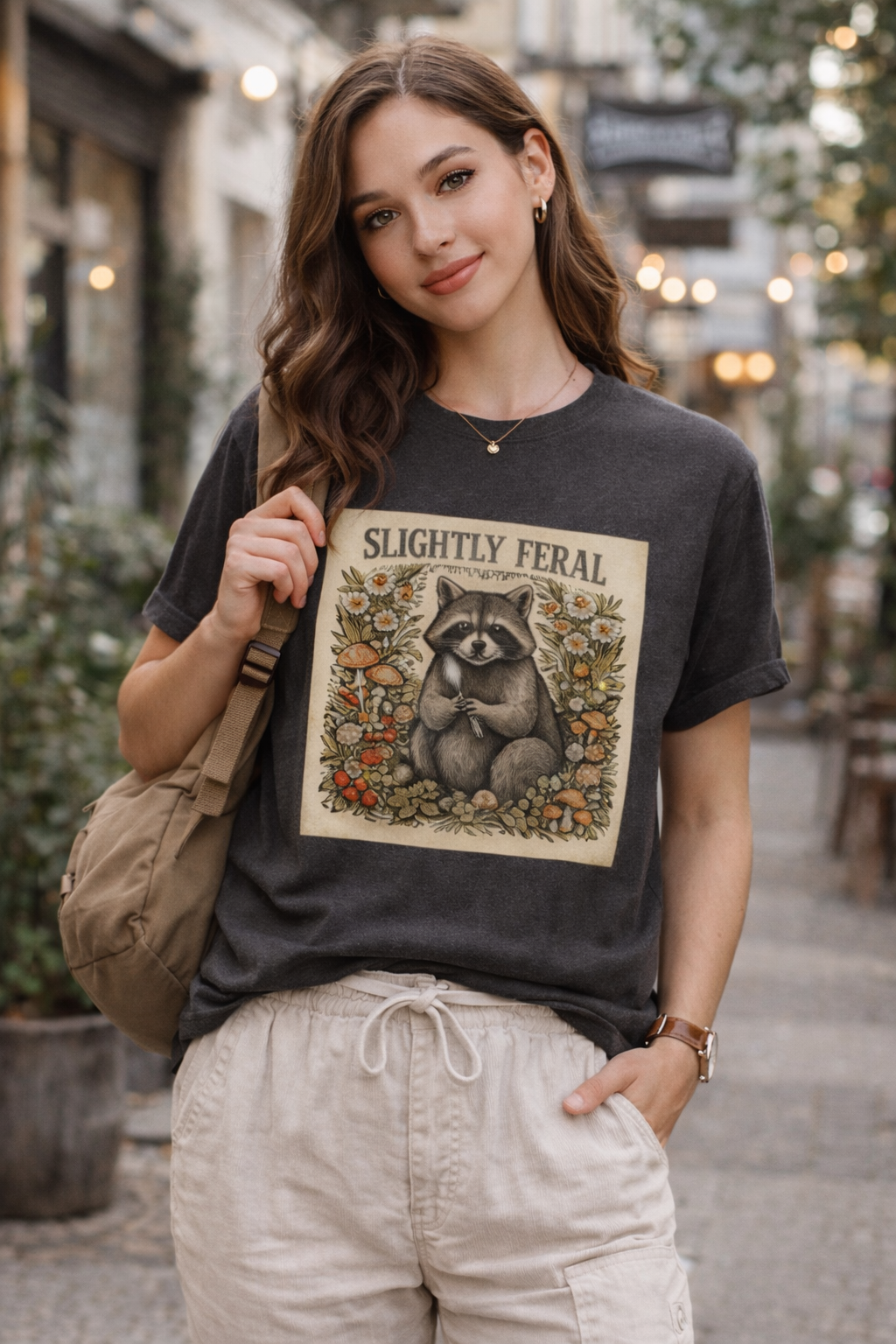 Slightly Feral Raccoon Graphic T-Shirt