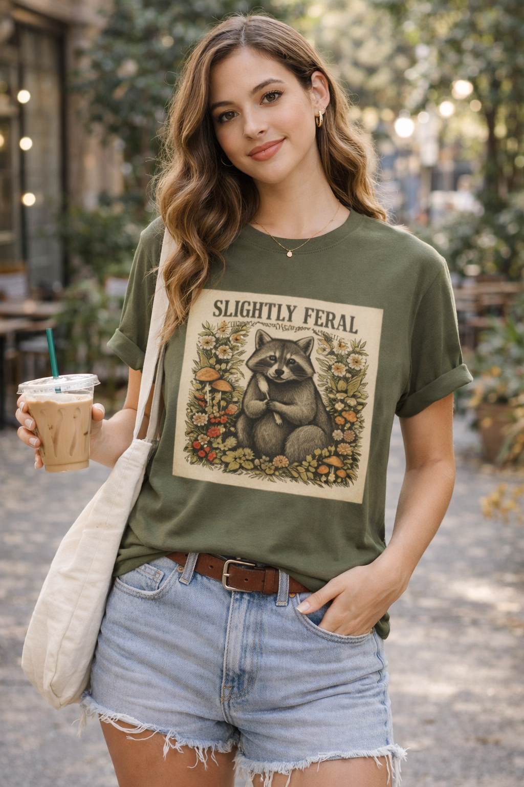 Slightly Feral Raccoon Graphic T-Shirt
