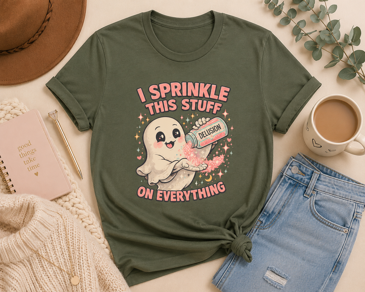 Funny "I Sprinkle This Stuff On Everything" Ghost T-Shirt – Delusion Graphic Tee