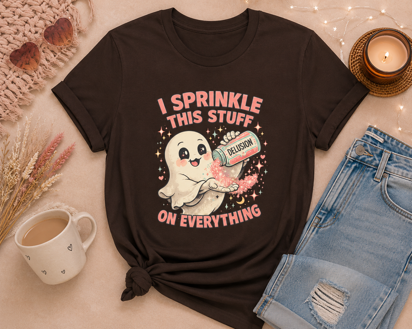 Funny "I Sprinkle This Stuff On Everything" Ghost T-Shirt – Delusion Graphic Tee