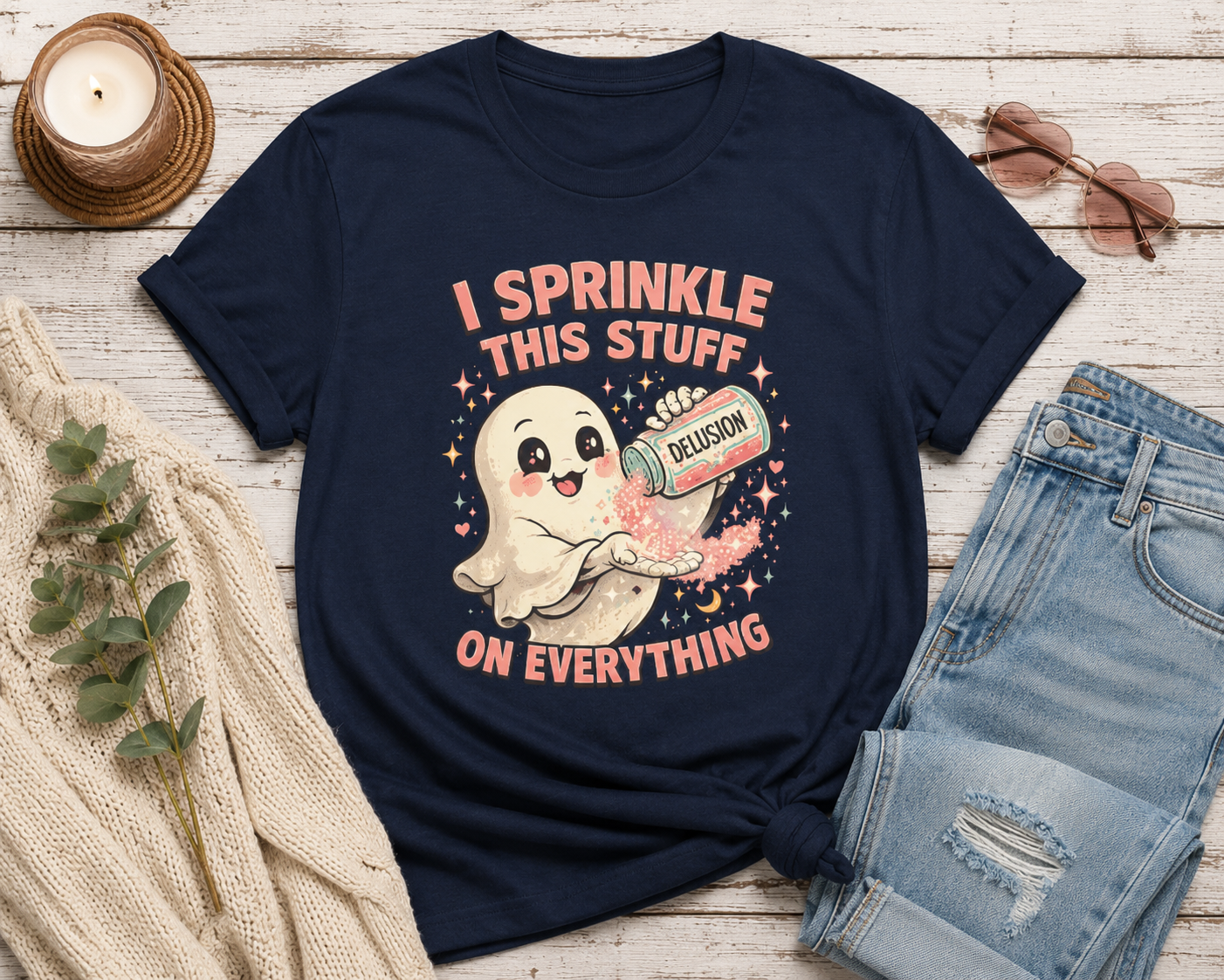 Funny "I Sprinkle This Stuff On Everything" Ghost T-Shirt – Delusion Graphic Tee