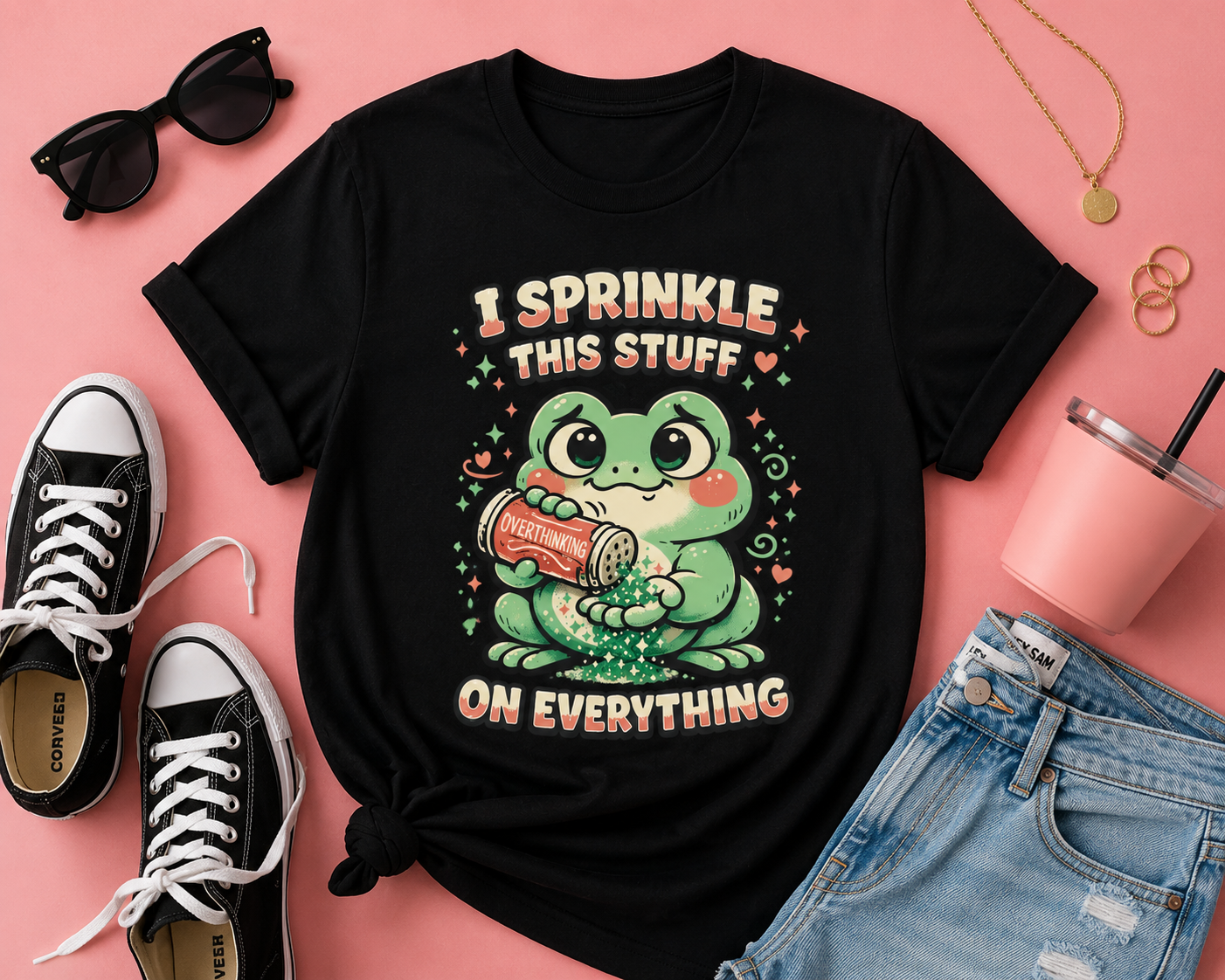 I Sprinkle This Stuff On Everything Funny Frog Graphic T-Shirt