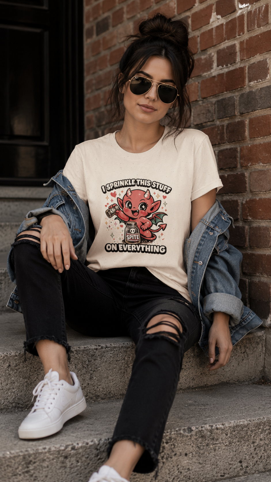 I Sprinkle Spite on Everything | Cute Devil Graphic T-Shirt