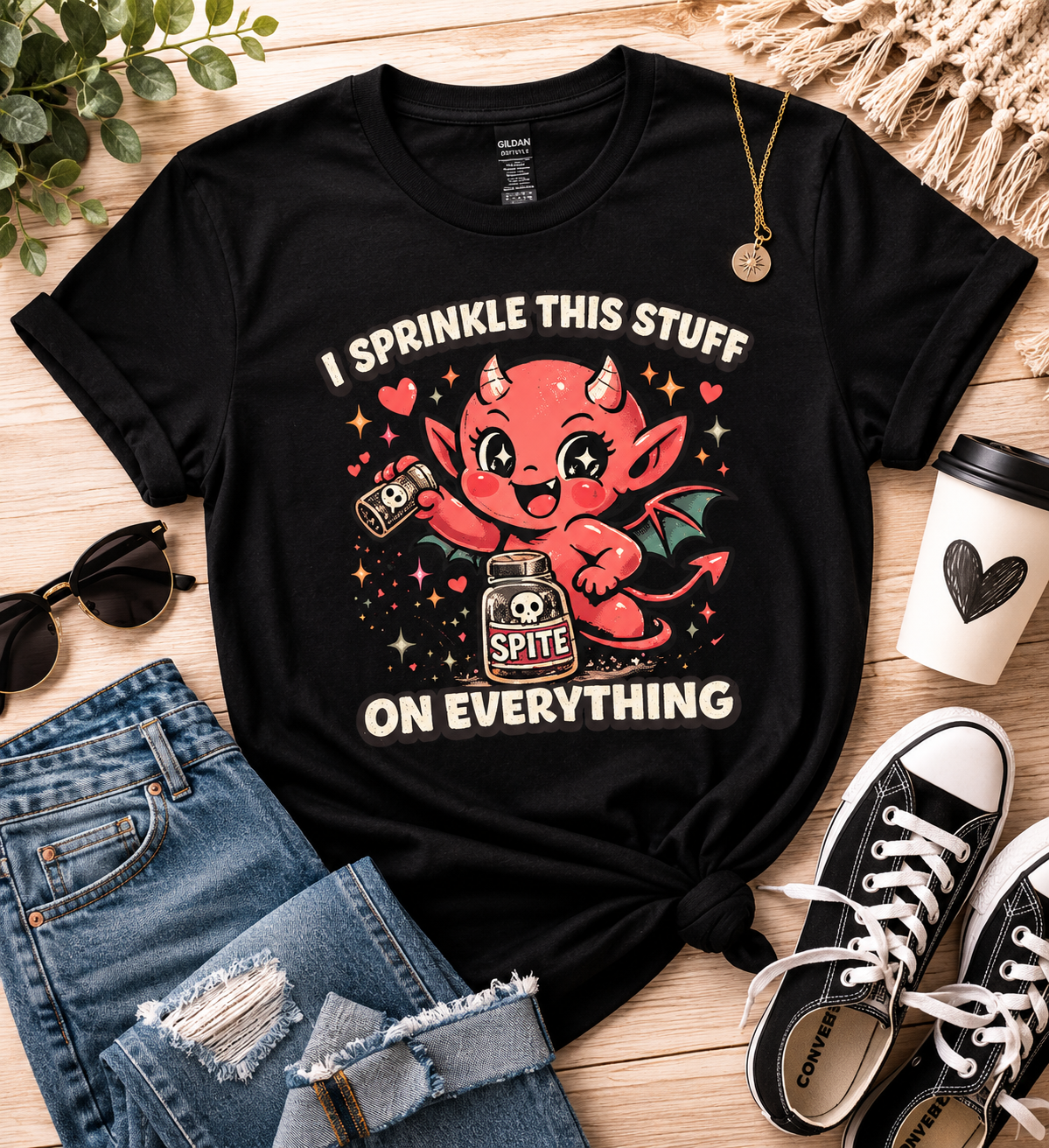 I Sprinkle Spite on Everything | Cute Devil Graphic T-Shirt