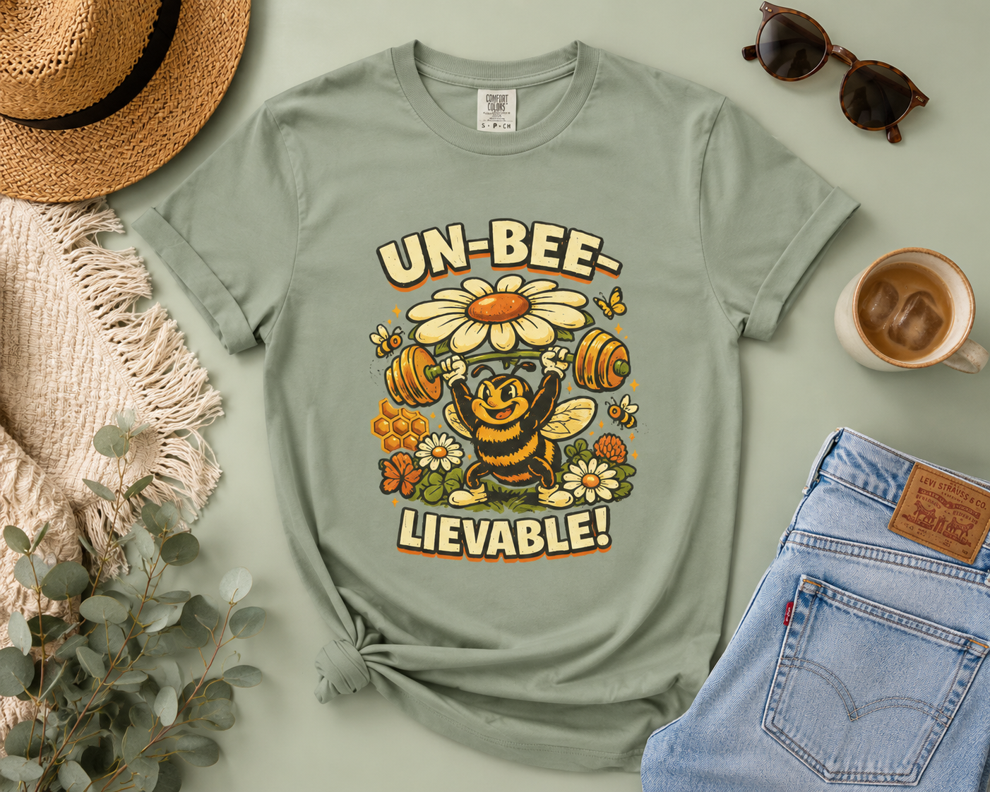 Un-Bee-Lievable Shirt, Funny Bee T-Shirt, Cute Gym Shirt, Comfort Colors 1717 Tee, Bee Lover Gift, Floral Workout Shirt