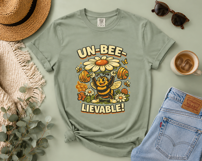 Un-Bee-Lievable Shirt, Funny Bee T-Shirt, Cute Gym Shirt, Comfort Colors 1717 Tee, Bee Lover Gift, Floral Workout Shirt