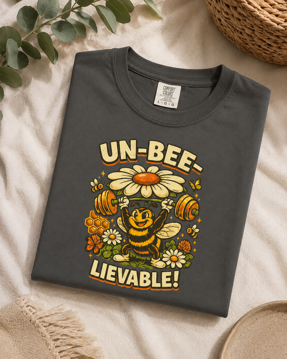 Un-Bee-Lievable Shirt, Funny Bee T-Shirt, Cute Gym Shirt, Comfort Colors 1717 Tee, Bee Lover Gift, Floral Workout Shirt