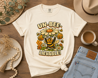 Un-Bee-Lievable Shirt, Funny Bee T-Shirt, Cute Gym Shirt, Comfort Colors 1717 Tee, Bee Lover Gift, Floral Workout Shirt