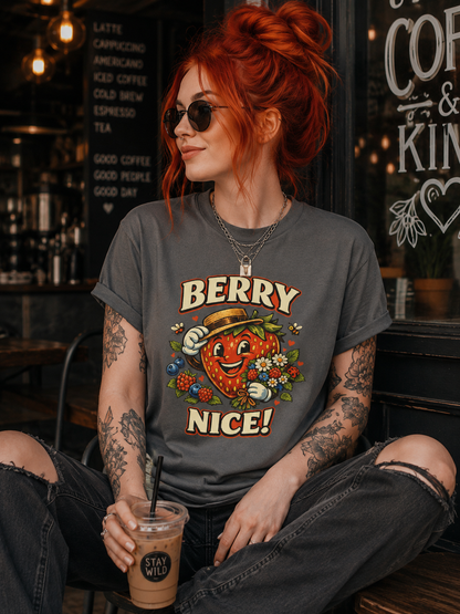 Berry Nice Strawberry Graphic Tee | Comfort Colors® Garment-Dyed T-Shirt