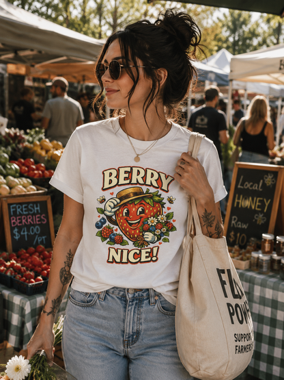 Berry Nice Strawberry Graphic Tee | Comfort Colors® Garment-Dyed T-Shirt