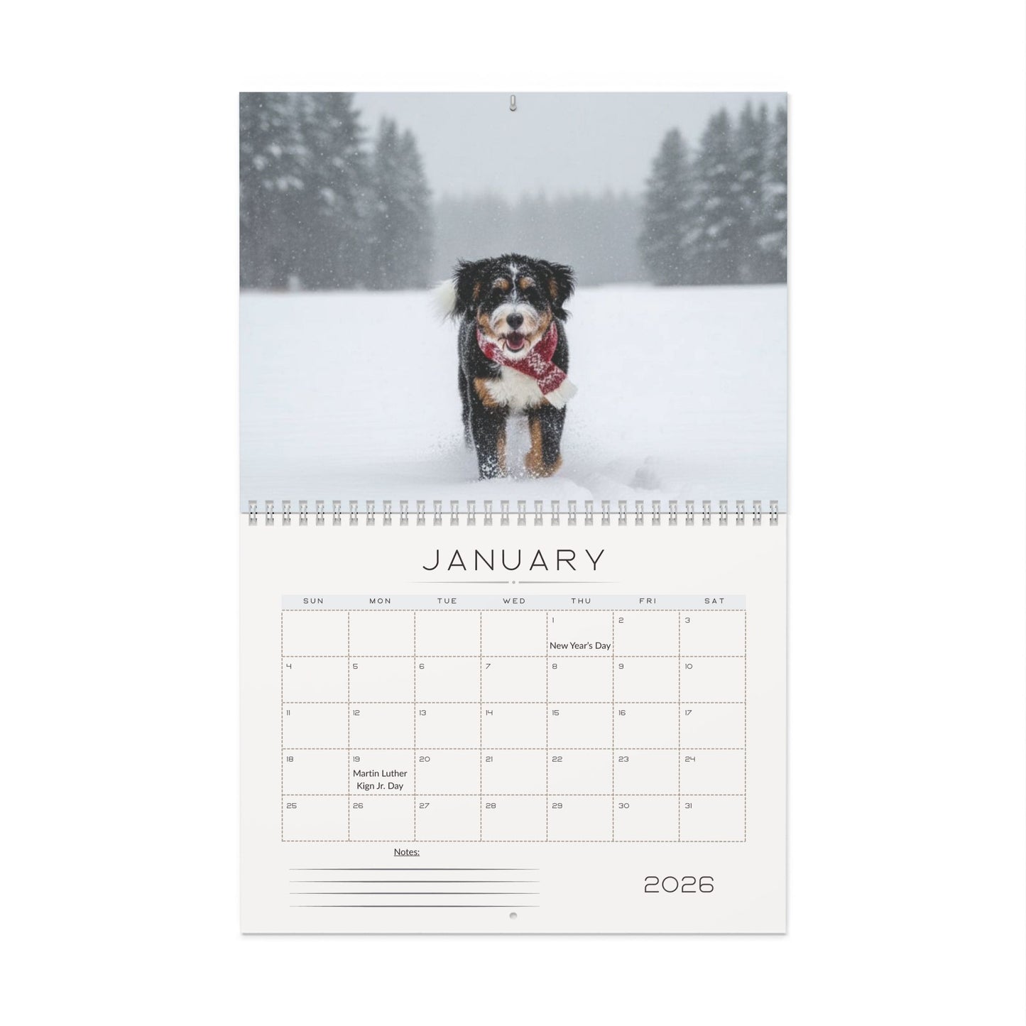 Bernedoodle Wall Calendar – Cozy Dog Photography for Home & Office