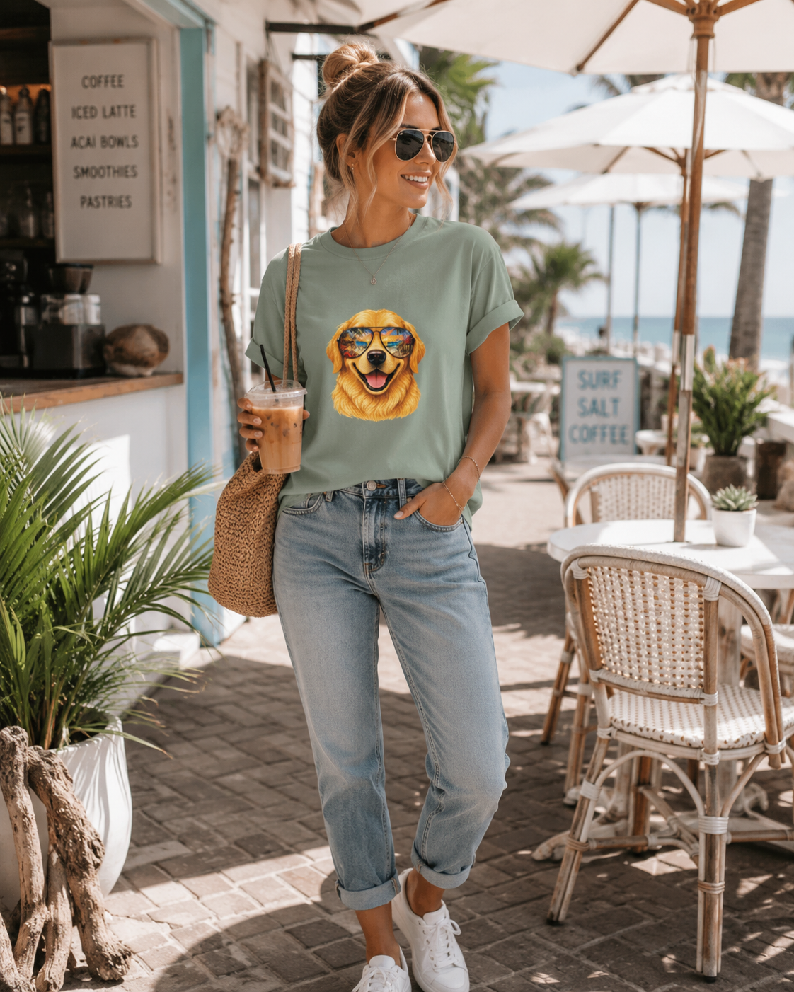 Golden Retriever Beach Shirt, Funny Dog Lover T-Shirt, Golden Retriever Sunglasses Tee, Summer Vacation Gift, Cute Pet Graphic Tee