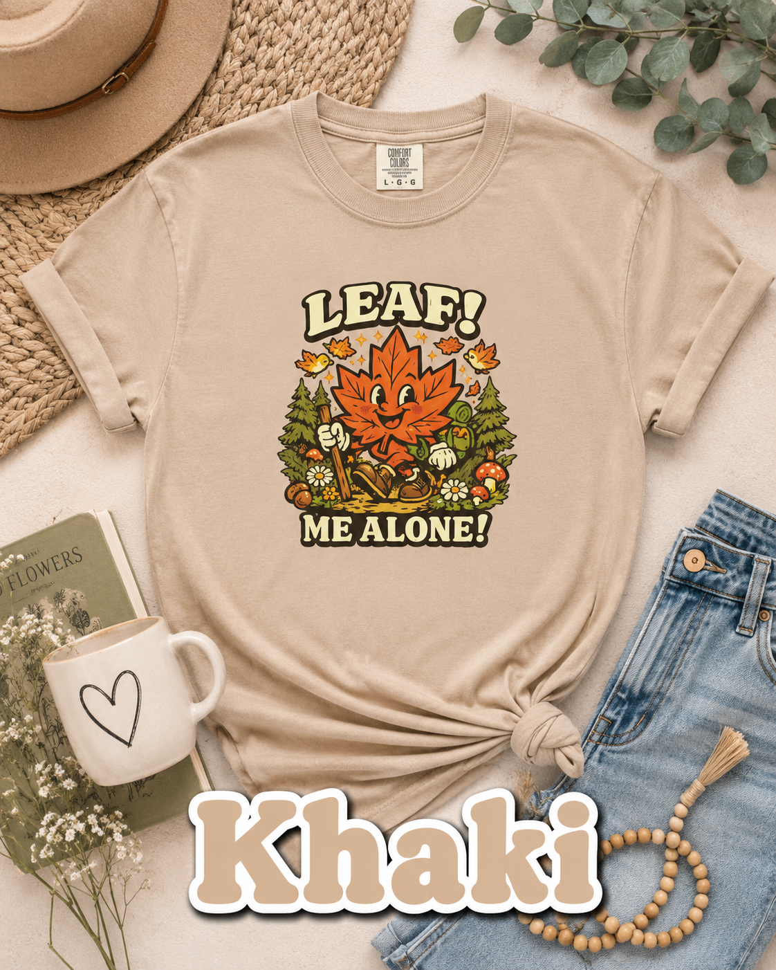 Leaf Me Alone Comfort Colors® T-Shirt | Funny Fall Maple Leaf Tee