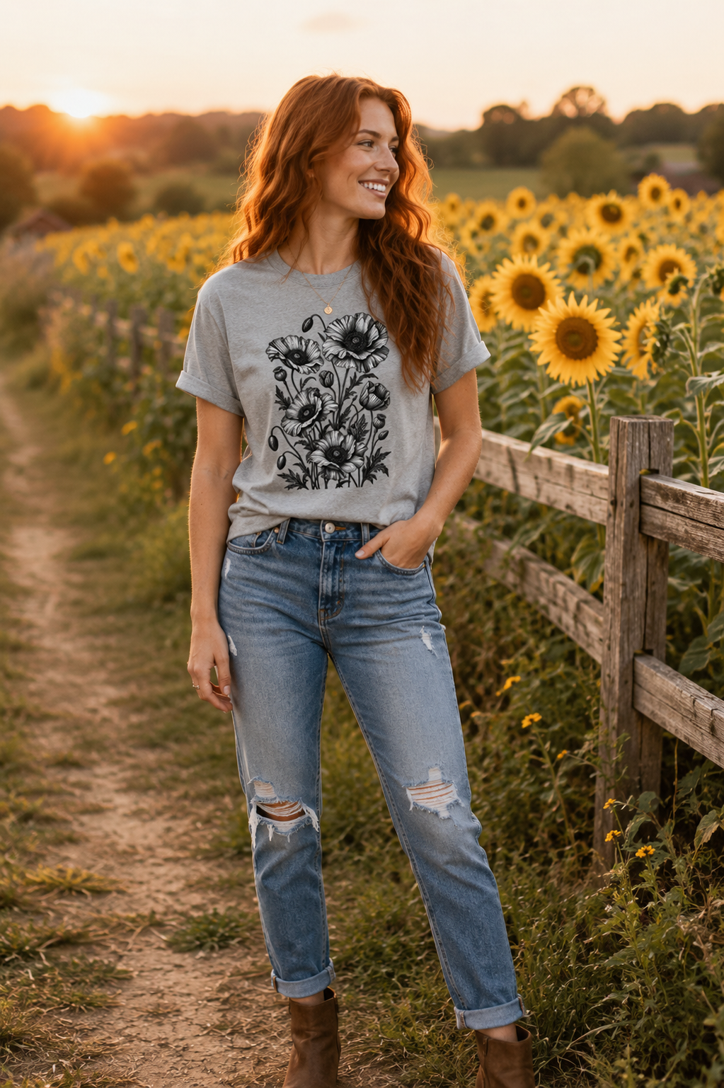 Vintage Poppy Flower T-Shirt | Botanical Floral Graphic Tee