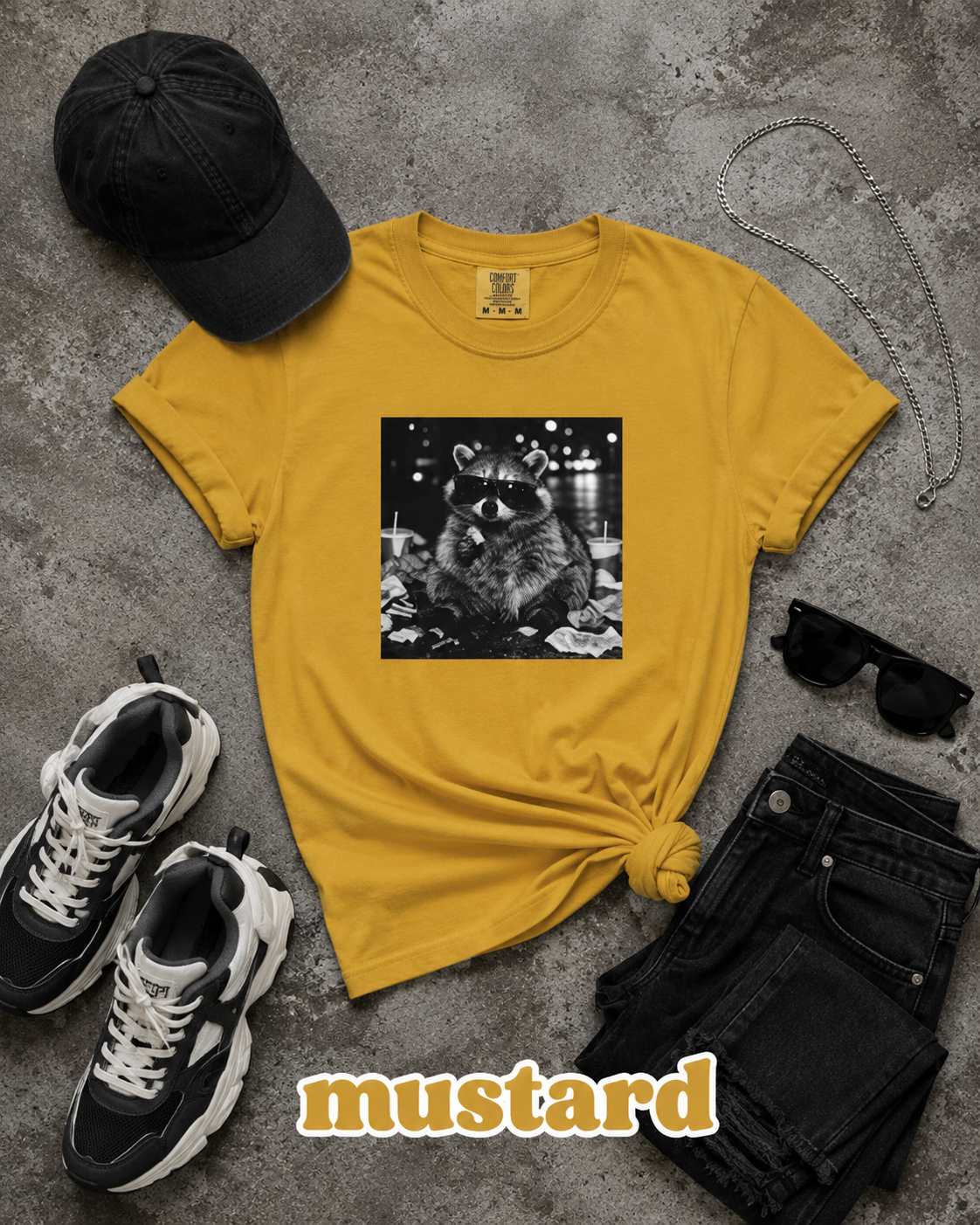 Funny Raccoon Sunglasses Trash Panda Graphic T-Shirt
