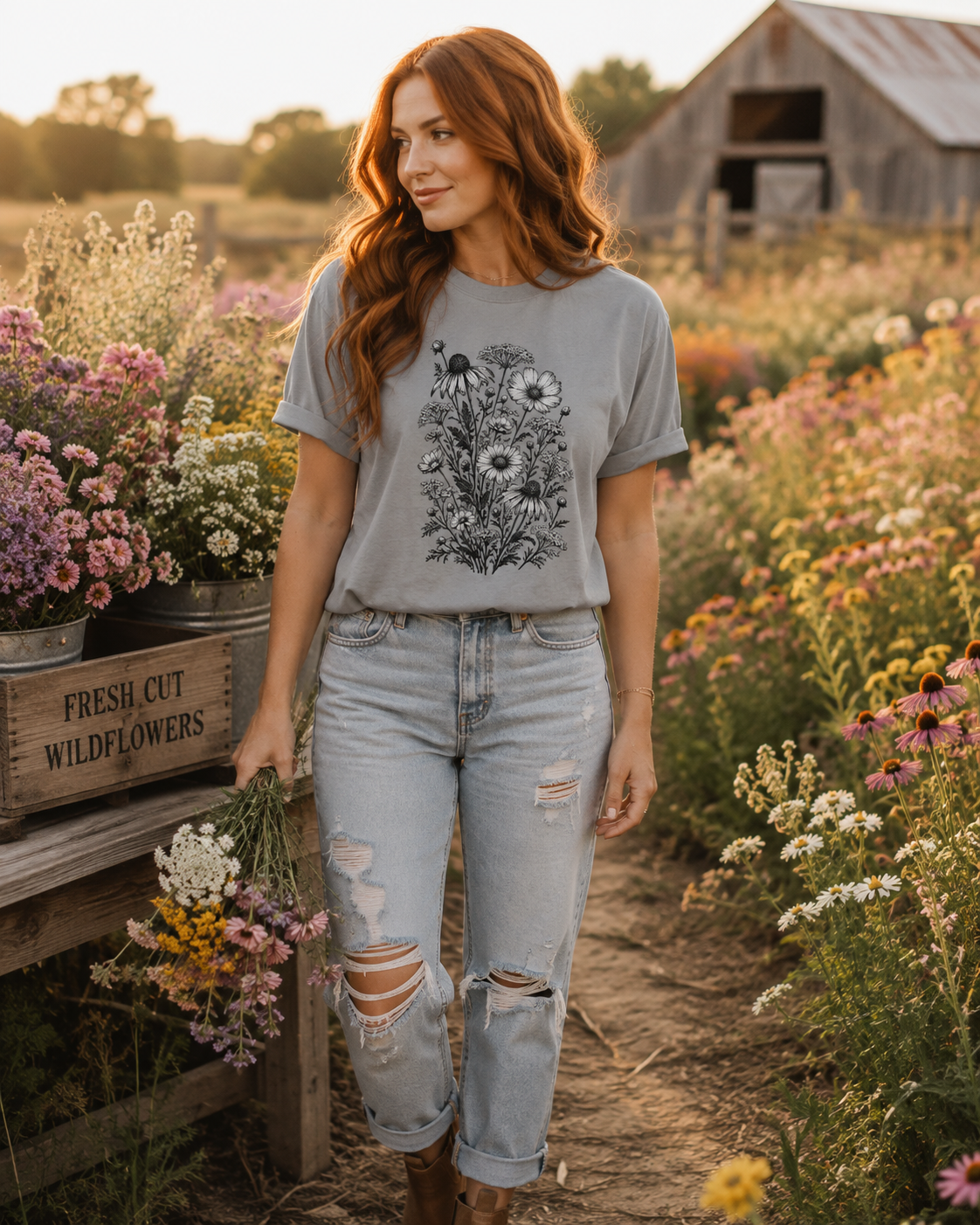 Wildflower Botanical T-Shirt | Vintage Floral Graphic Tee