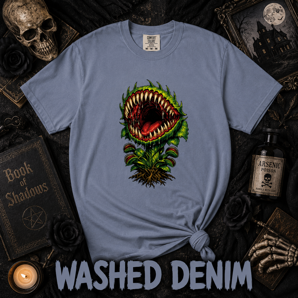 Carnivorous Venus Flytrap T-Shirt | Horror Plant Graphic Tee | Gothic Botanical Shirt | Spooky Halloween Gift for Plant Lovers