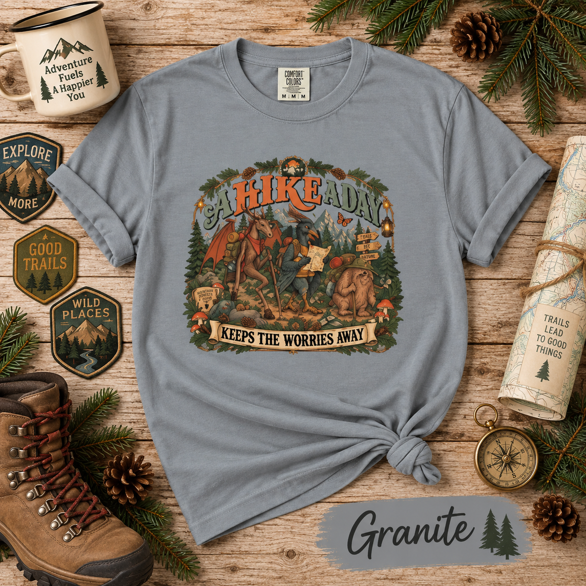 A Hike a Day Keeps the Worries Away T-Shirt | Hiking Tee
