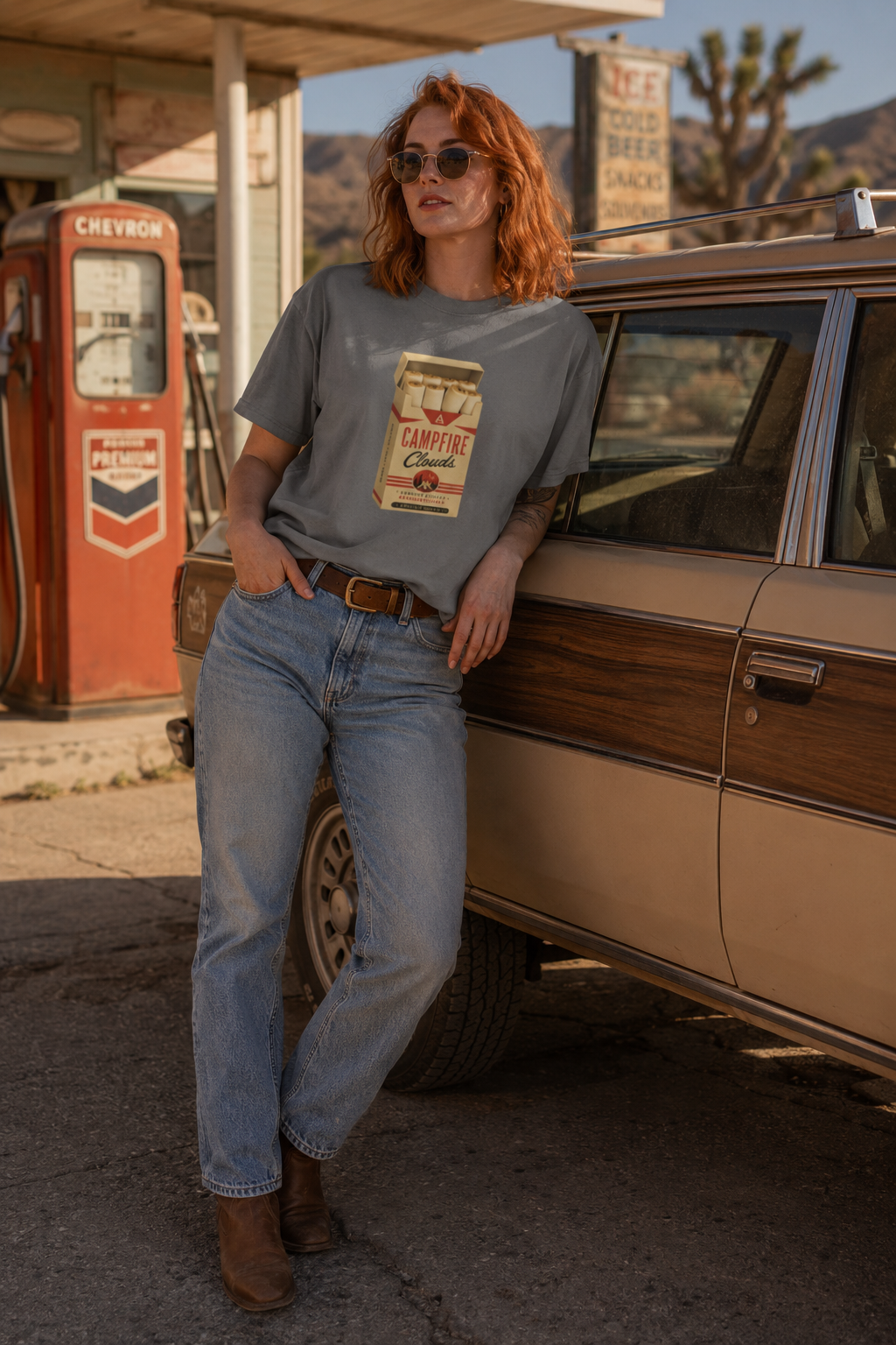 Campfire Clouds Vintage Marshmallow Graphic T-Shirt