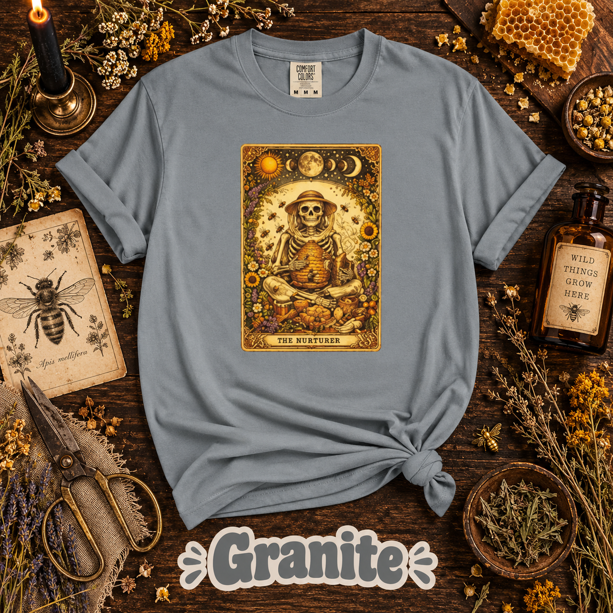 The Beekeeper Skeleton Tarot Card Graphic T-Shirt