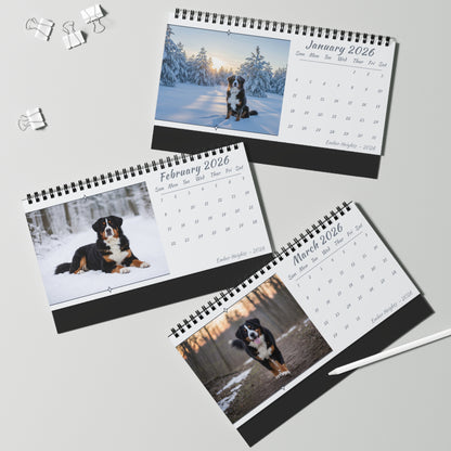 Bernese Mountain Dog 2026 Desk Calendar | Cozy 10x5 Standing Dog Calendar
