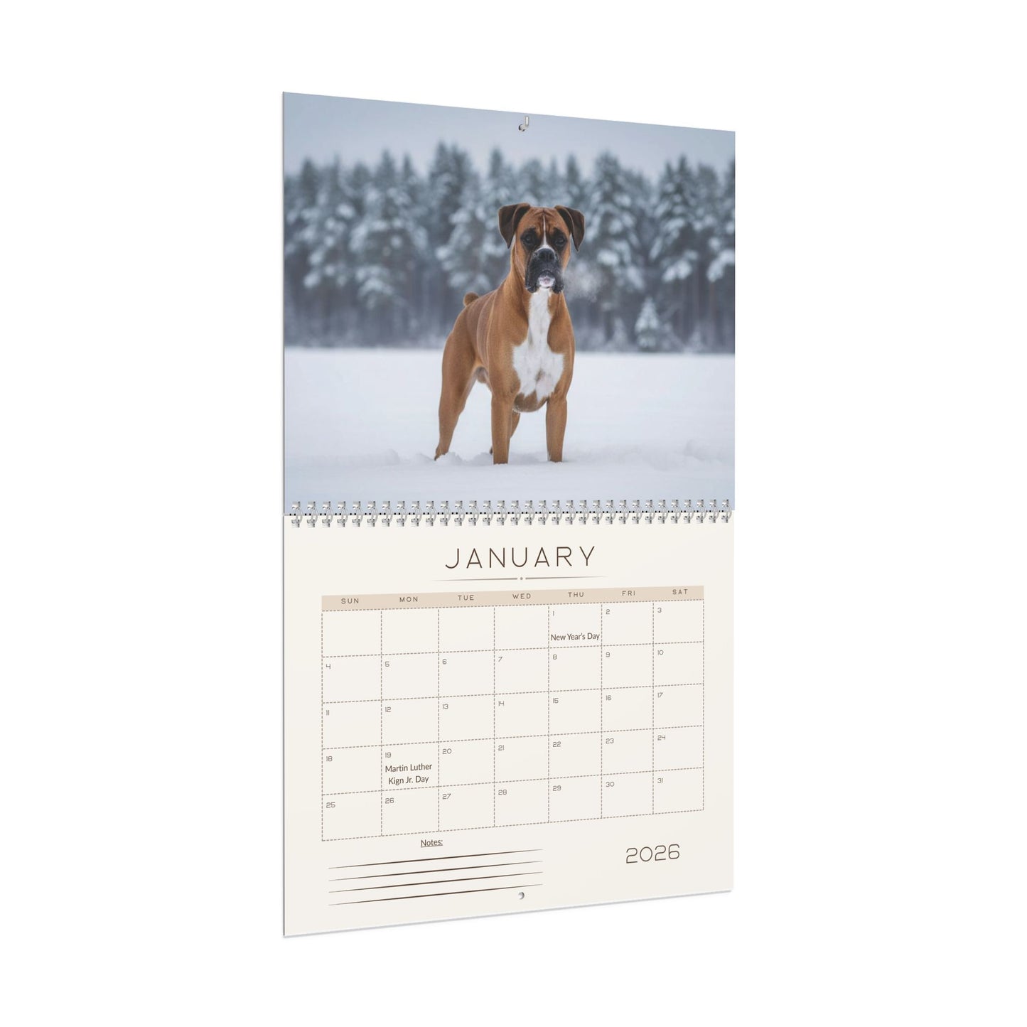 Boxer Dog Wall Calendar 2026 | Monthly Boxer Photo Calendar