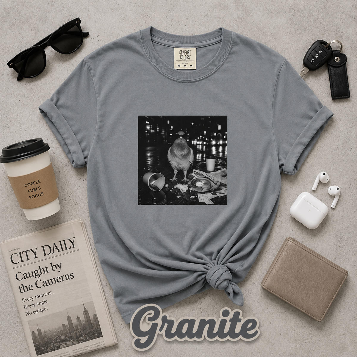 Funny Pigeon Sunglasses Urban Graphic T-Shirt